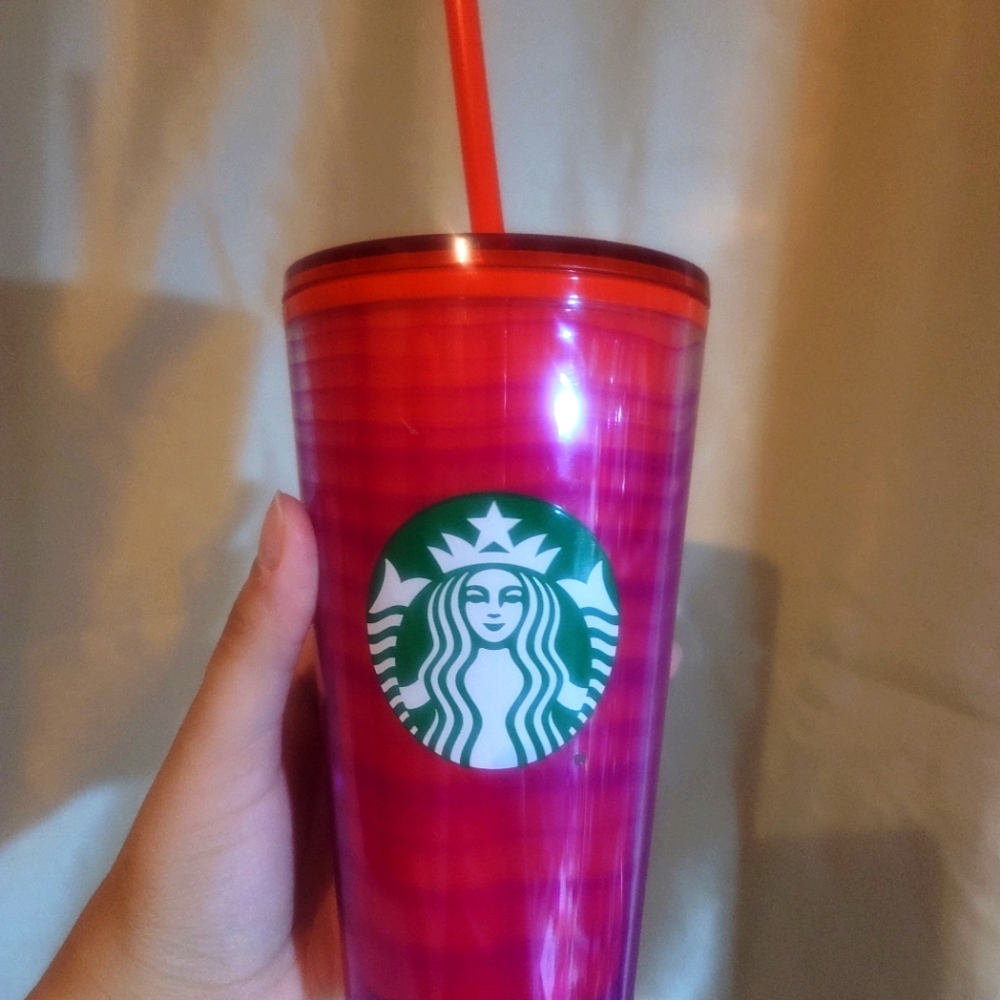 Starbucks Red Color Waves/Tiger Stripes Tumbler